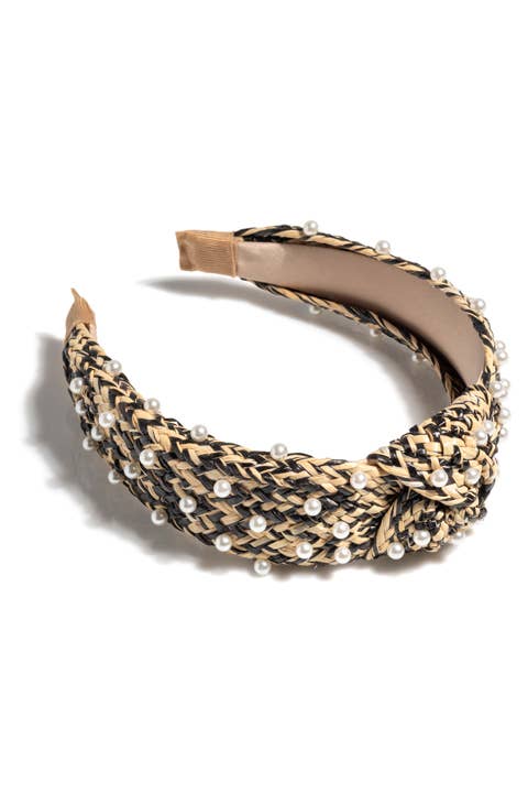 PEARL EMBELLISHED KNOTTED HEADBAND: Turquoise