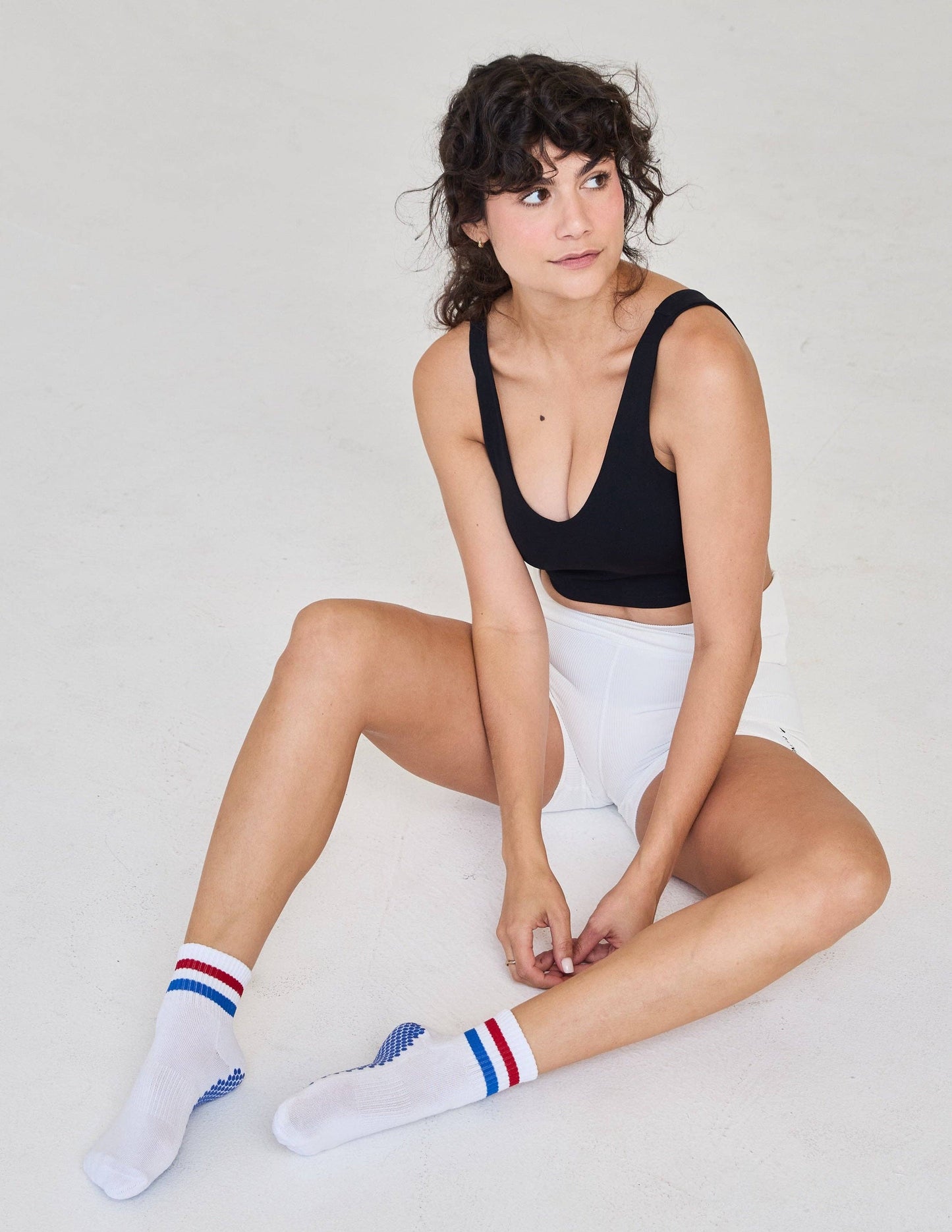 The Boyfriend Grip Sock: Apricot and Blue