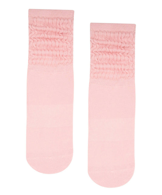 Scrunch Non Slip Grip Socks - Pink: Large