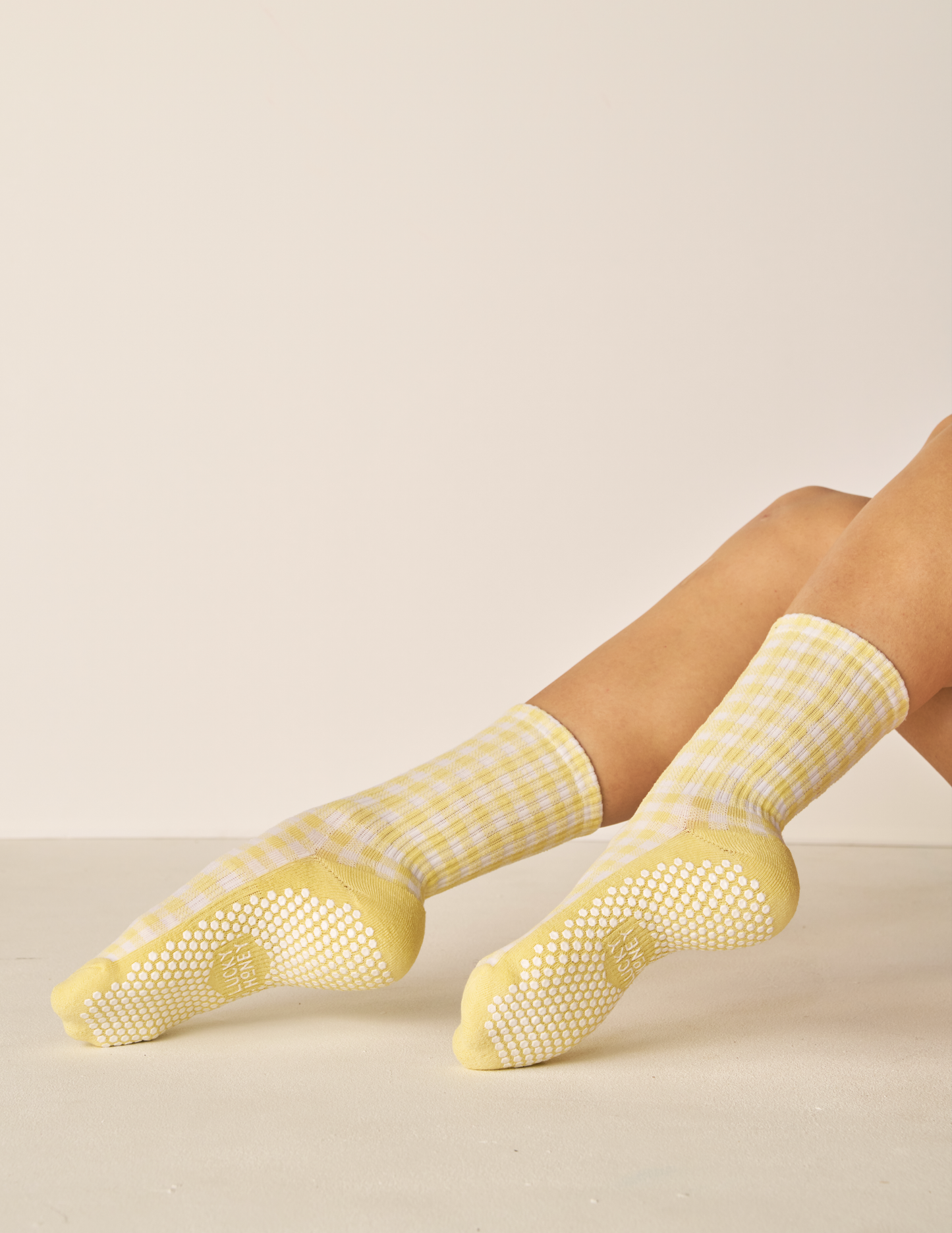 The Gingham Crew Grip Sock: Watermelon