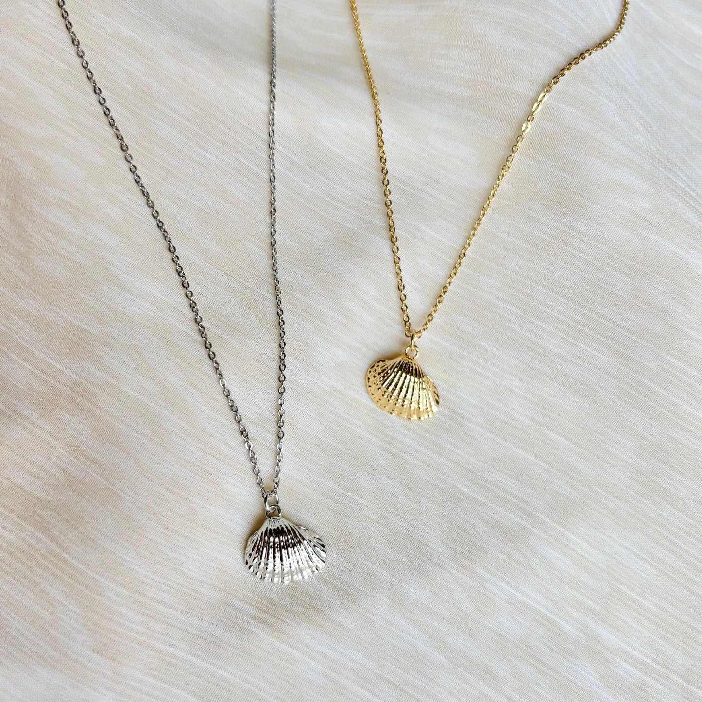 SCALLOP SEASHELL NECKLACE | gold or silver | coastal jewelry: GOLD