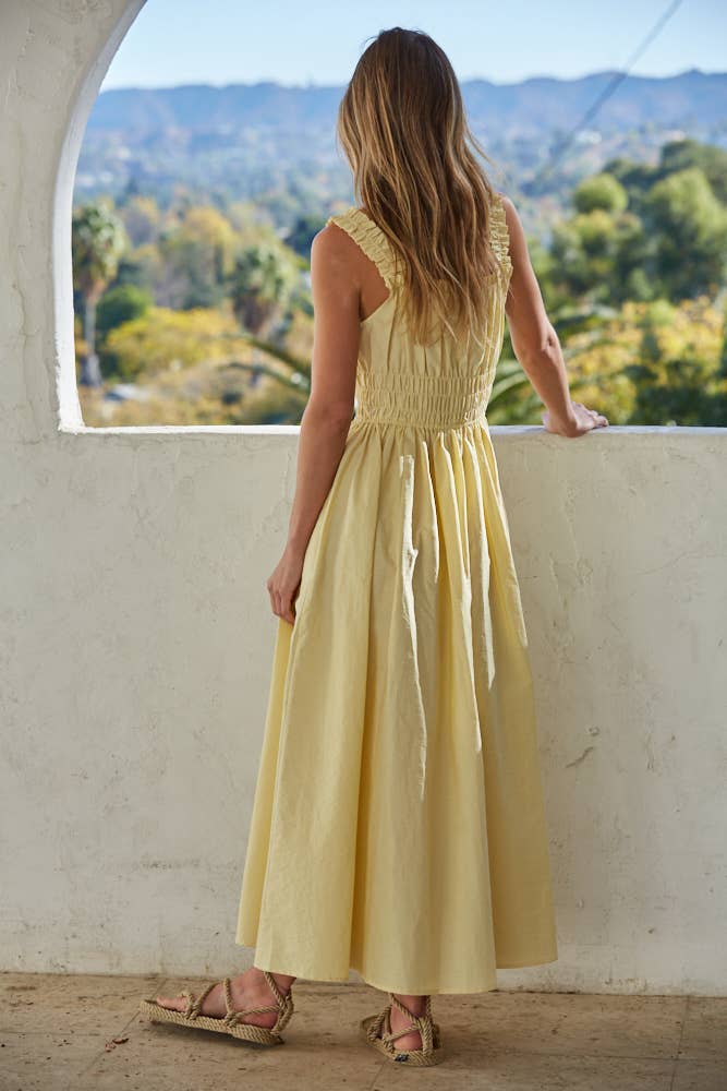 white christmas dresses Minimalist Butter Yellow Asymmetric Halter Neck Linen Maxi Dress – Modista  Thirty-One main image 1