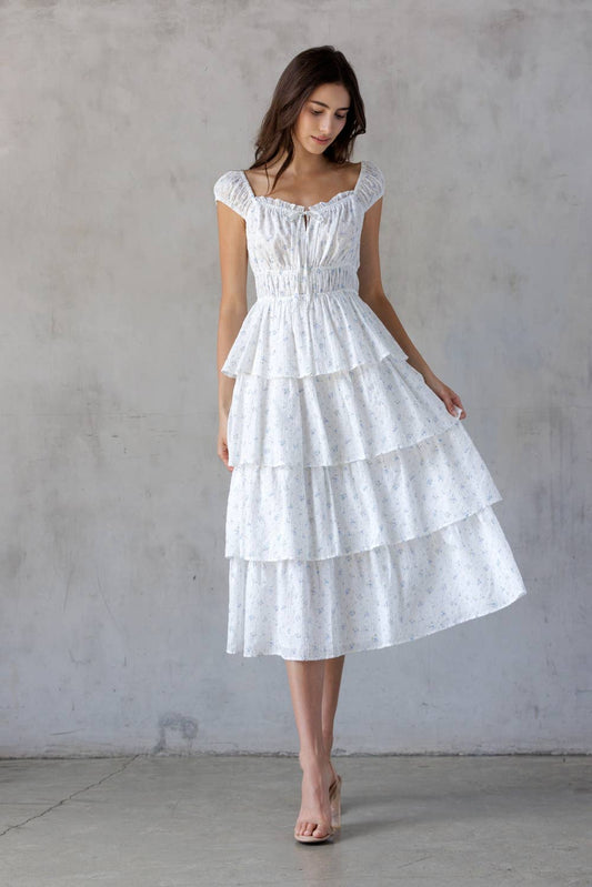 PRAIRIE GIRL: WHITE /BLUE FLORAL