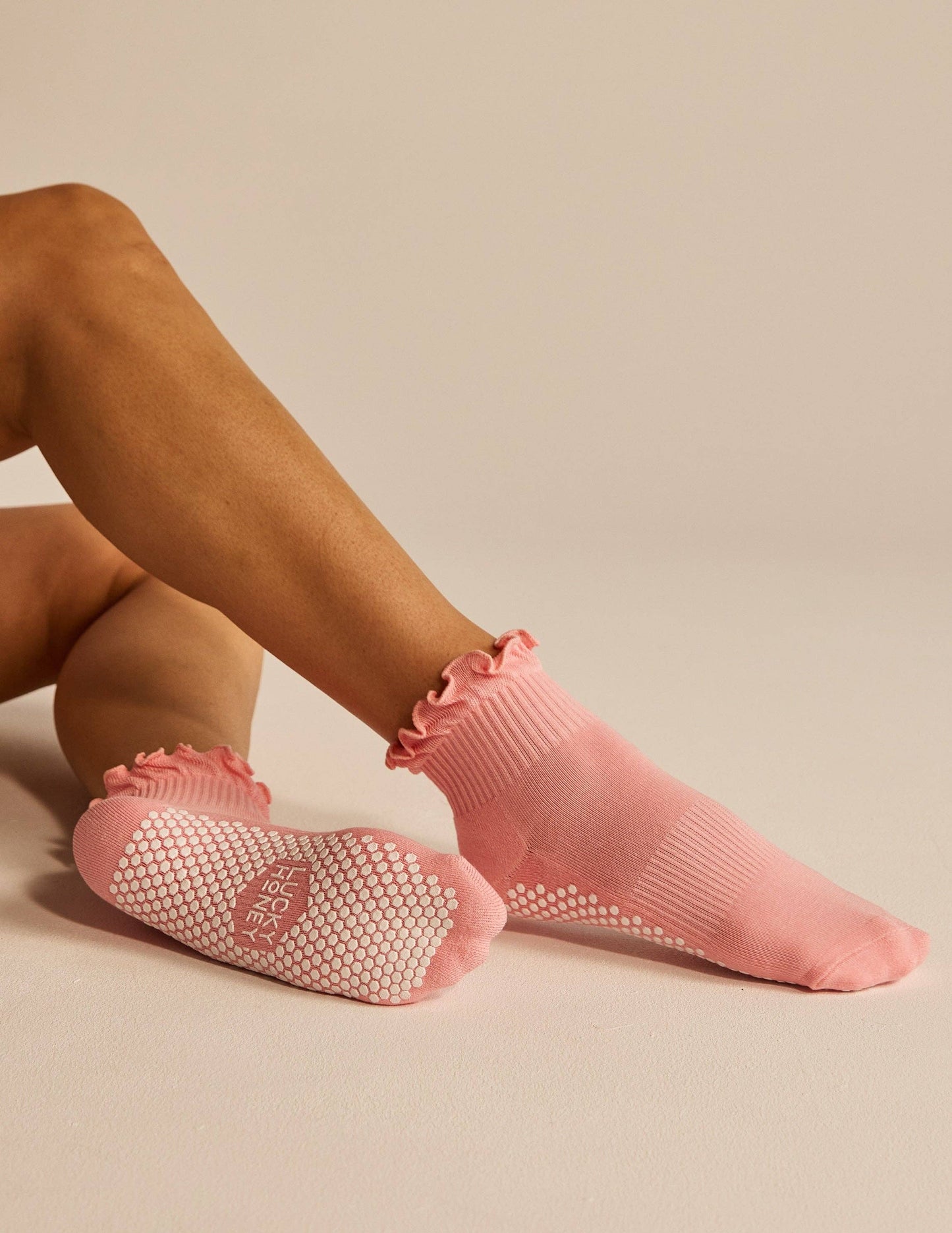 The Ruffle Grip Sock: Lemon