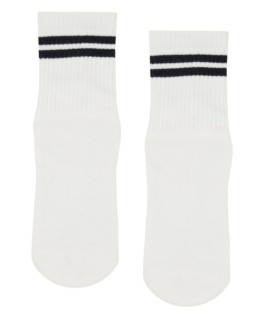 Crew Non Slip Grip Socks - Sporty Stripe Ivory: Large