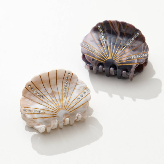 Calacatta Rhinestone Seashell Claw Clip - Medium: Assorted