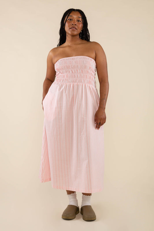 Charlotte Smocked Tube Dress - Pink