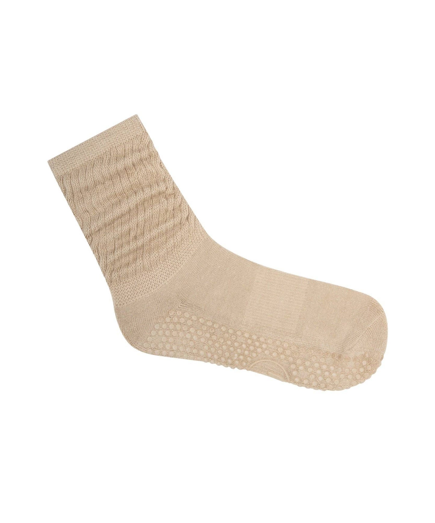 Scrunch Non Slip Grip Socks - Latte: Large