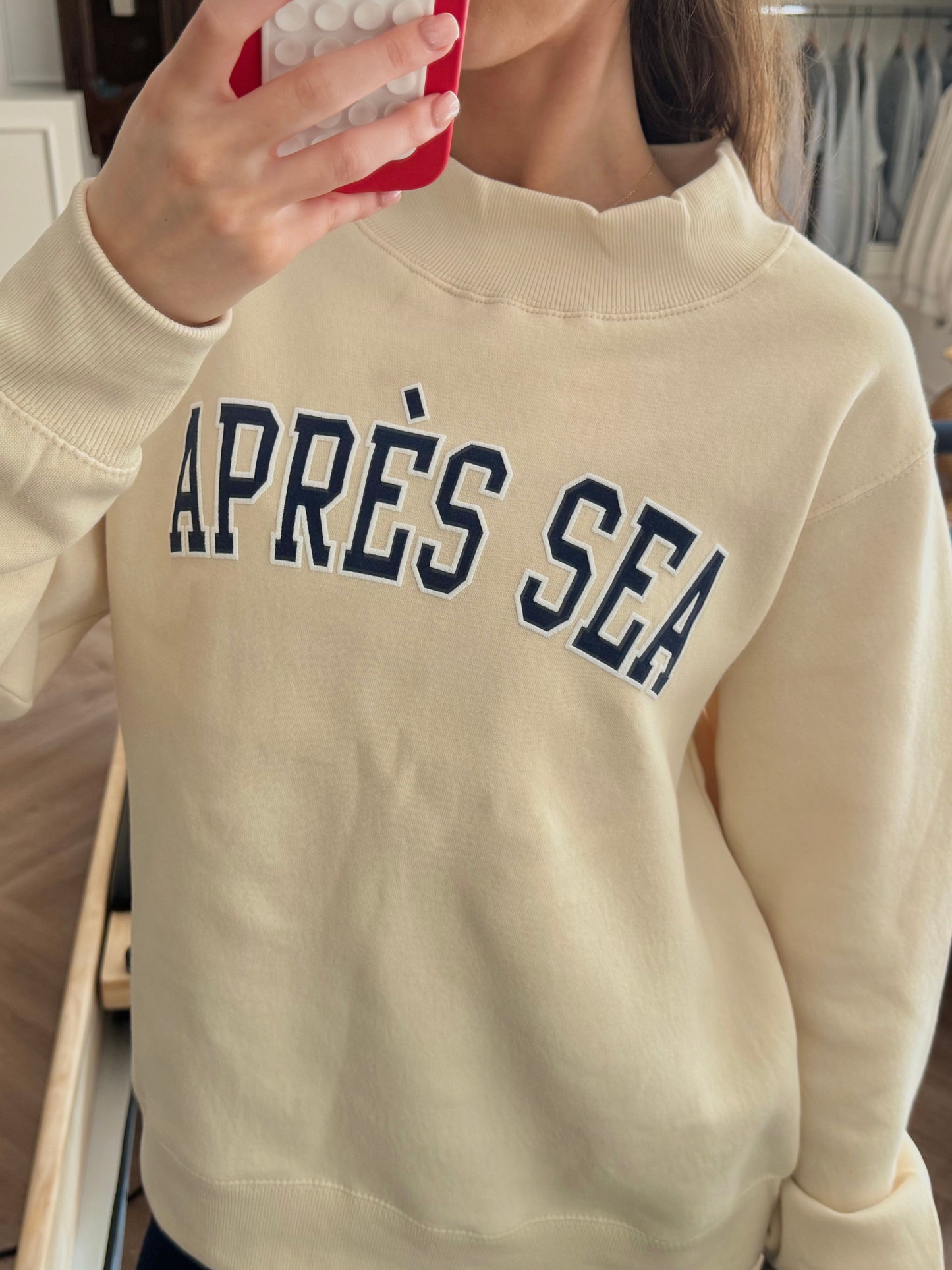 APRÈS SEA MOCK NECK CREWNECK SWEATSHIRT - BUTTER