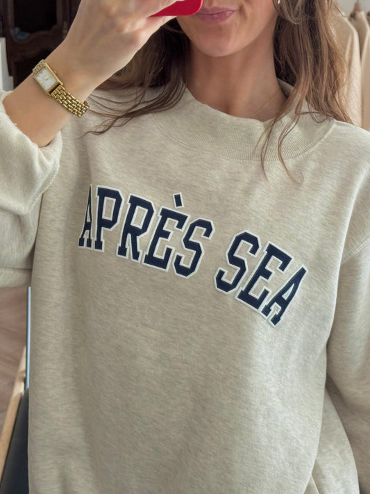 APRÈS SEA MOCK NECK CREWNECK SWEATSHIRT - OAT HEATHER