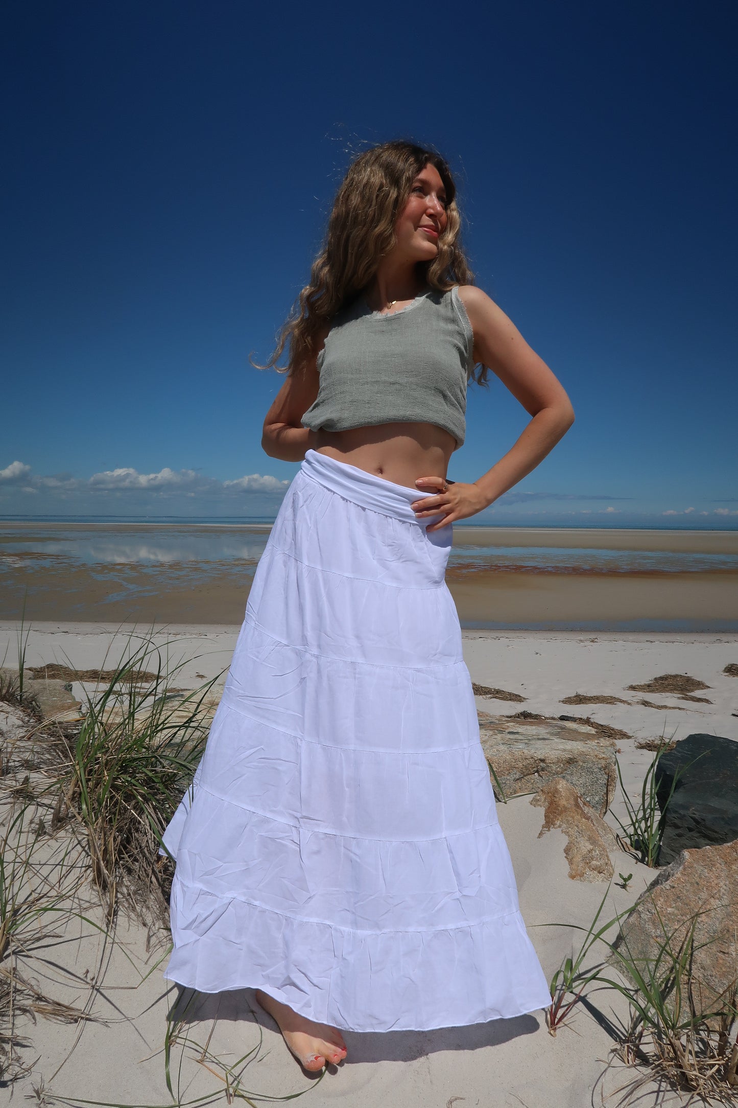 Beach Girl Cotton Skirt (WHITE)