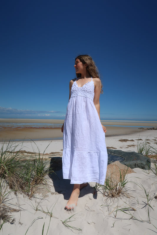 The It-Girl Beach Edition Cotton Crochet Dress (WHITE)