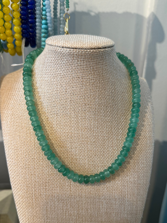 GREEN JADE BEADED NECKLACE - HANDMADE IN CHARLESTON
