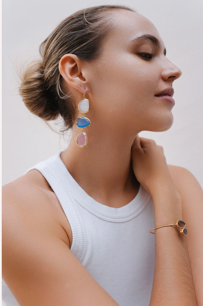 Elif Spring Earrings (White/Blue/Pink)