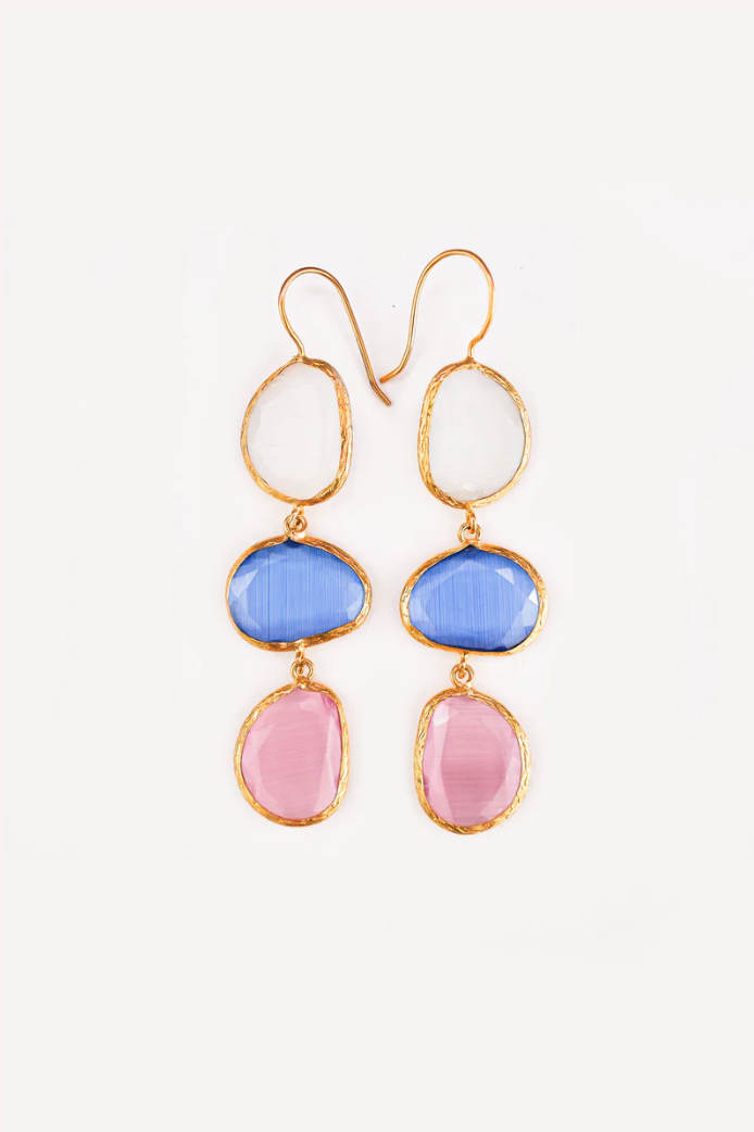 Elif Spring Earrings (White/Blue/Pink)