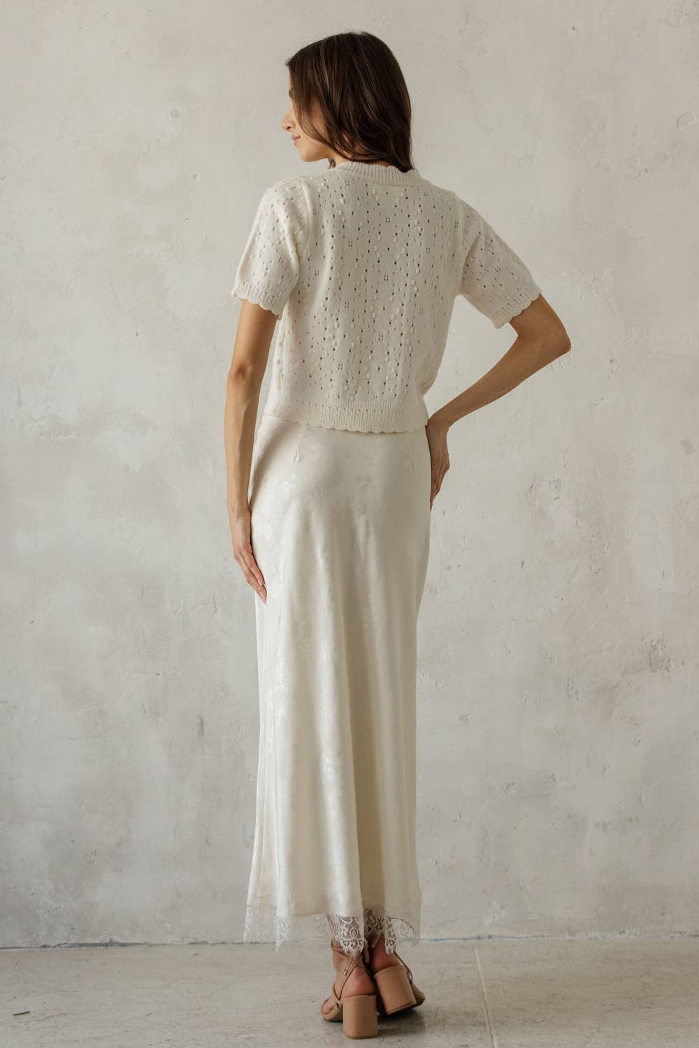 POINTELLE KNIT CARDIGAN: IVORY