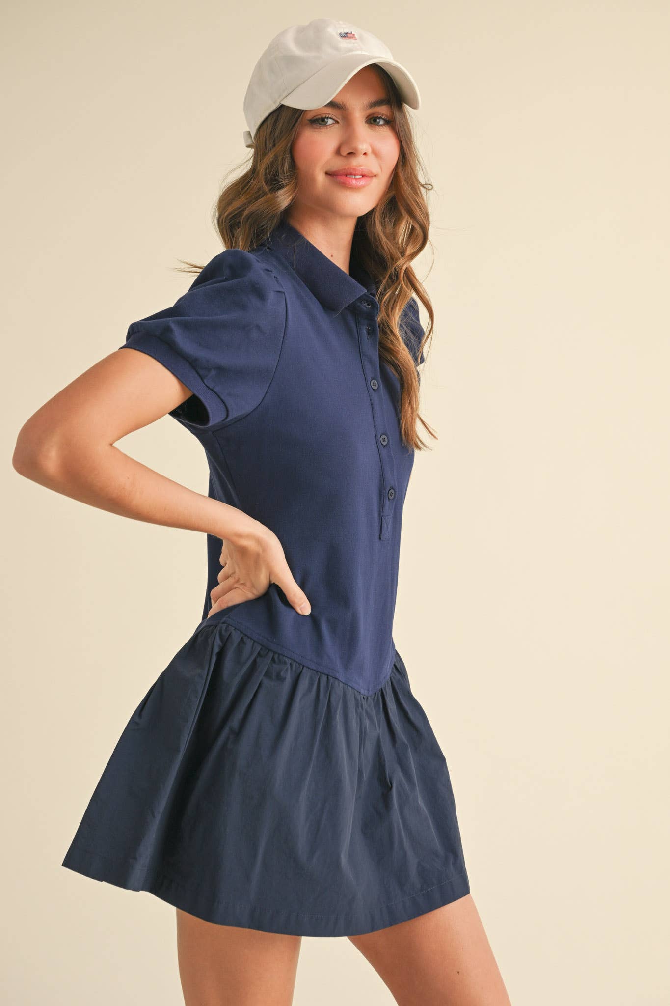 BUTTER YELLOW POLO DROP WAIST MINI DRESS