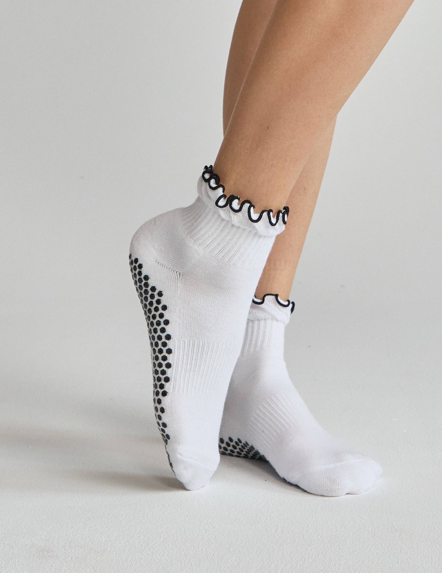 The Ruffle Grip Sock: Lemon