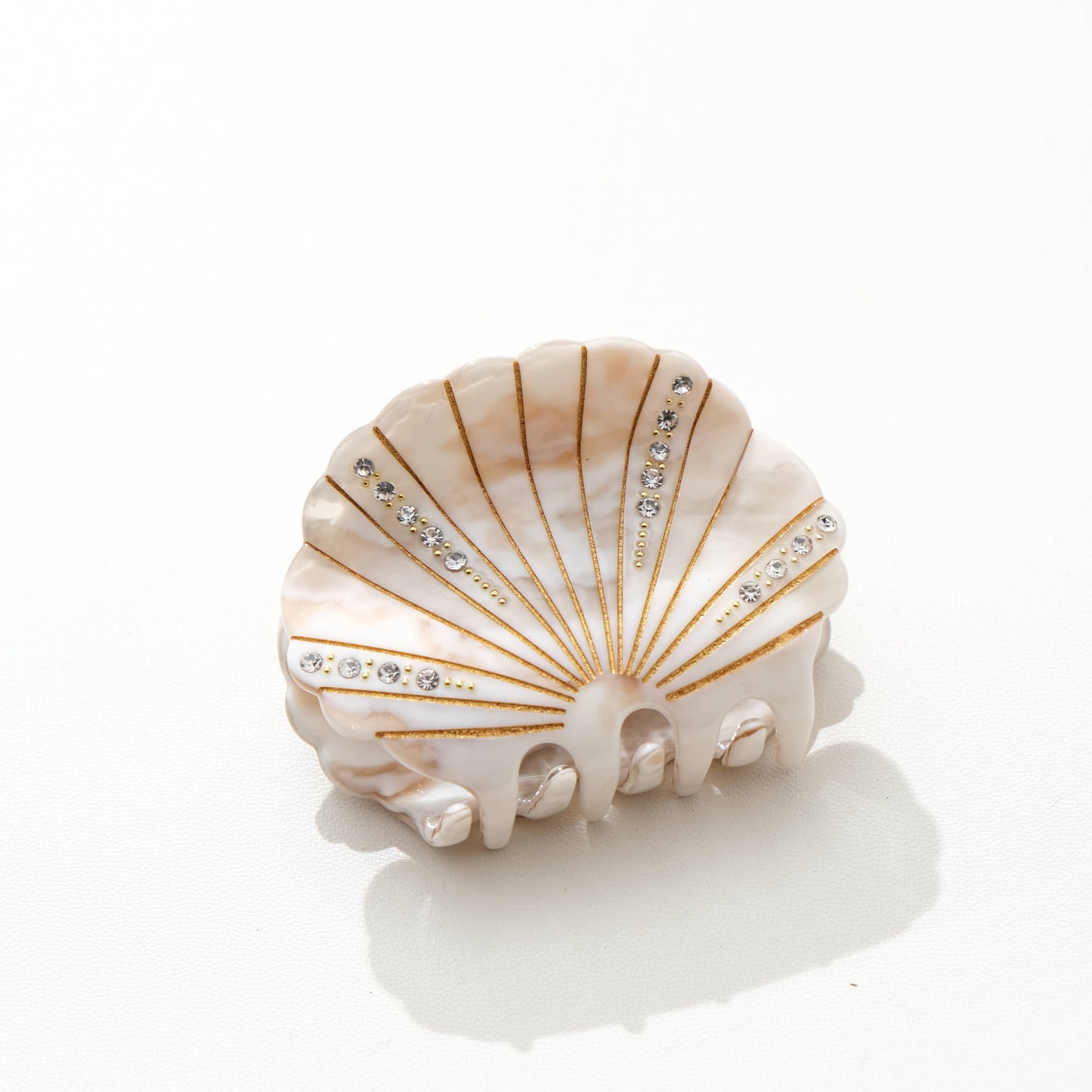 Calacatta Rhinestone Seashell Claw Clip - Medium: Assorted