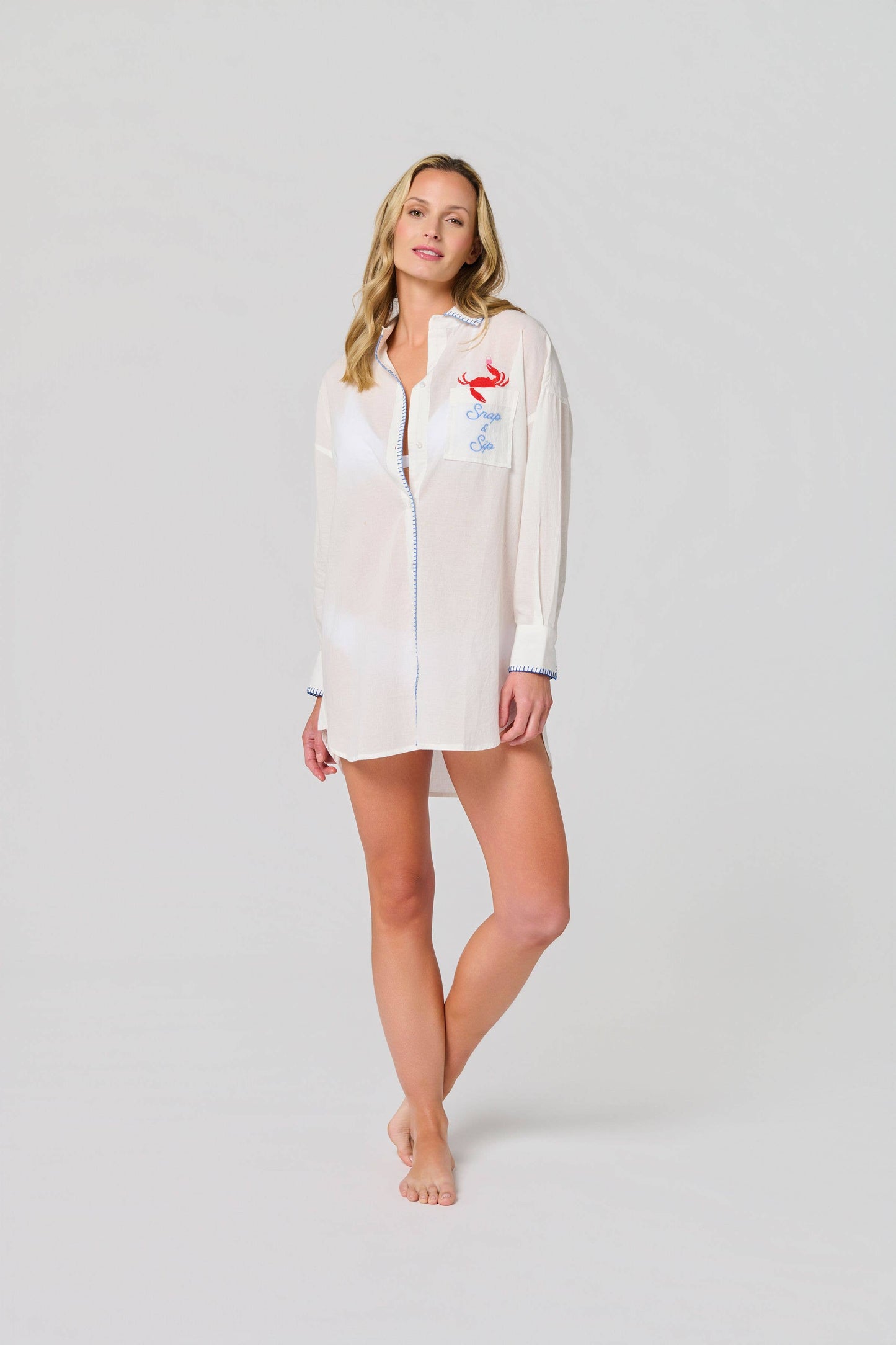 "SNAP & SIP/CATCH OF THE DAY" COVER-UP SHIRT