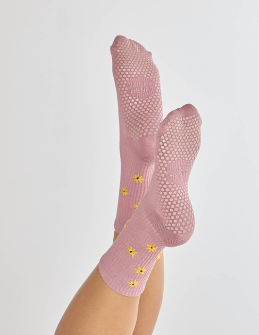 The Daisy Grip Sock: Mauve