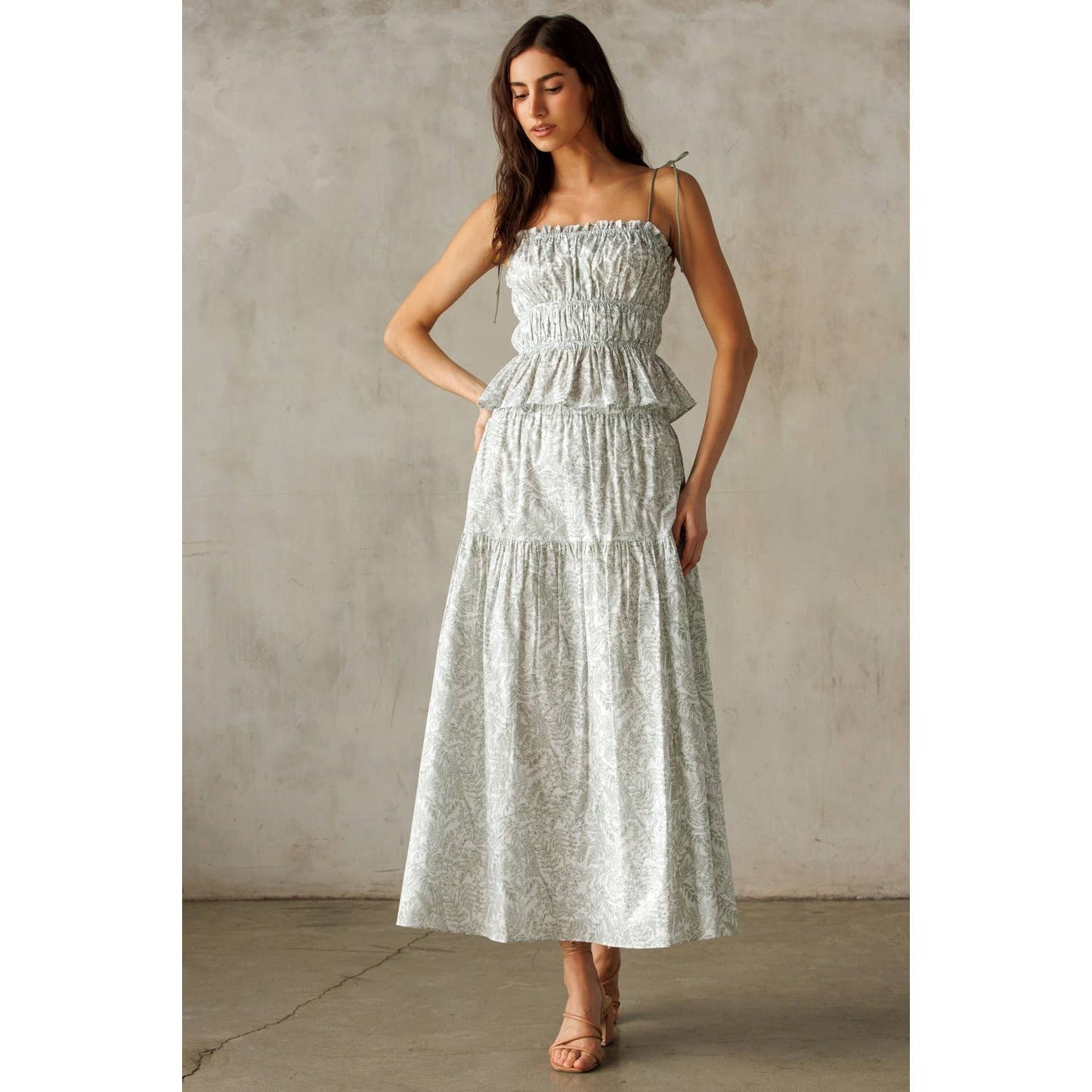 WHITE MOUNTAIN GREEN FLORAL SKIRT