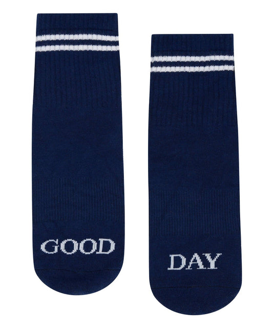 Crew Non Slip Grip Socks - Good Day Navy: Large