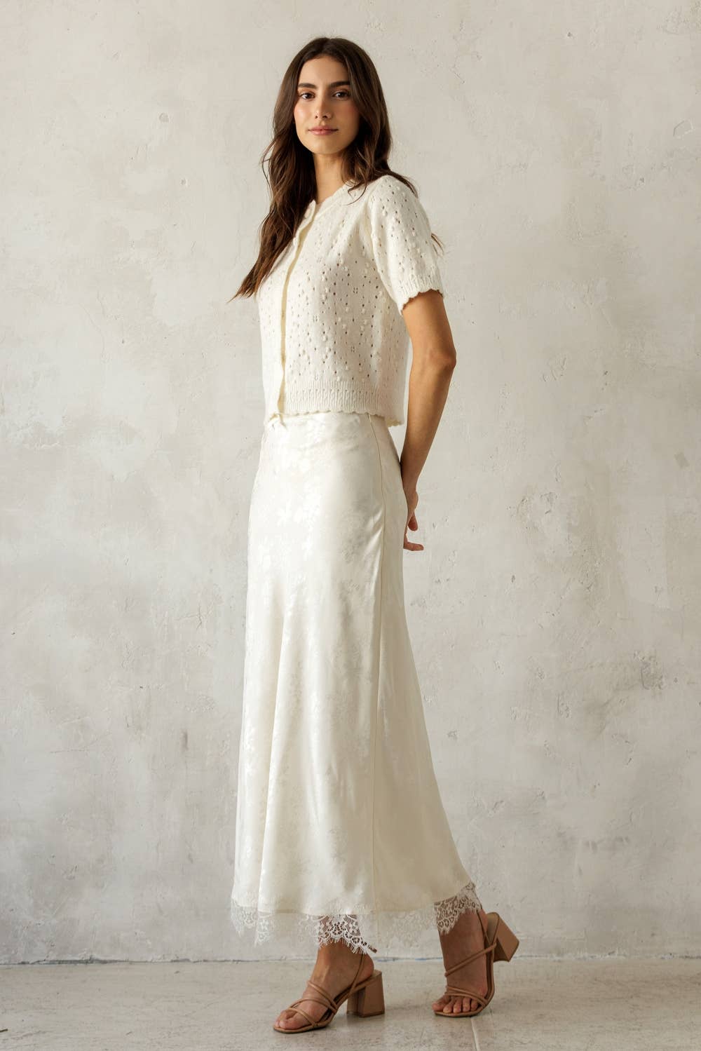 POINTELLE KNIT CARDIGAN: IVORY