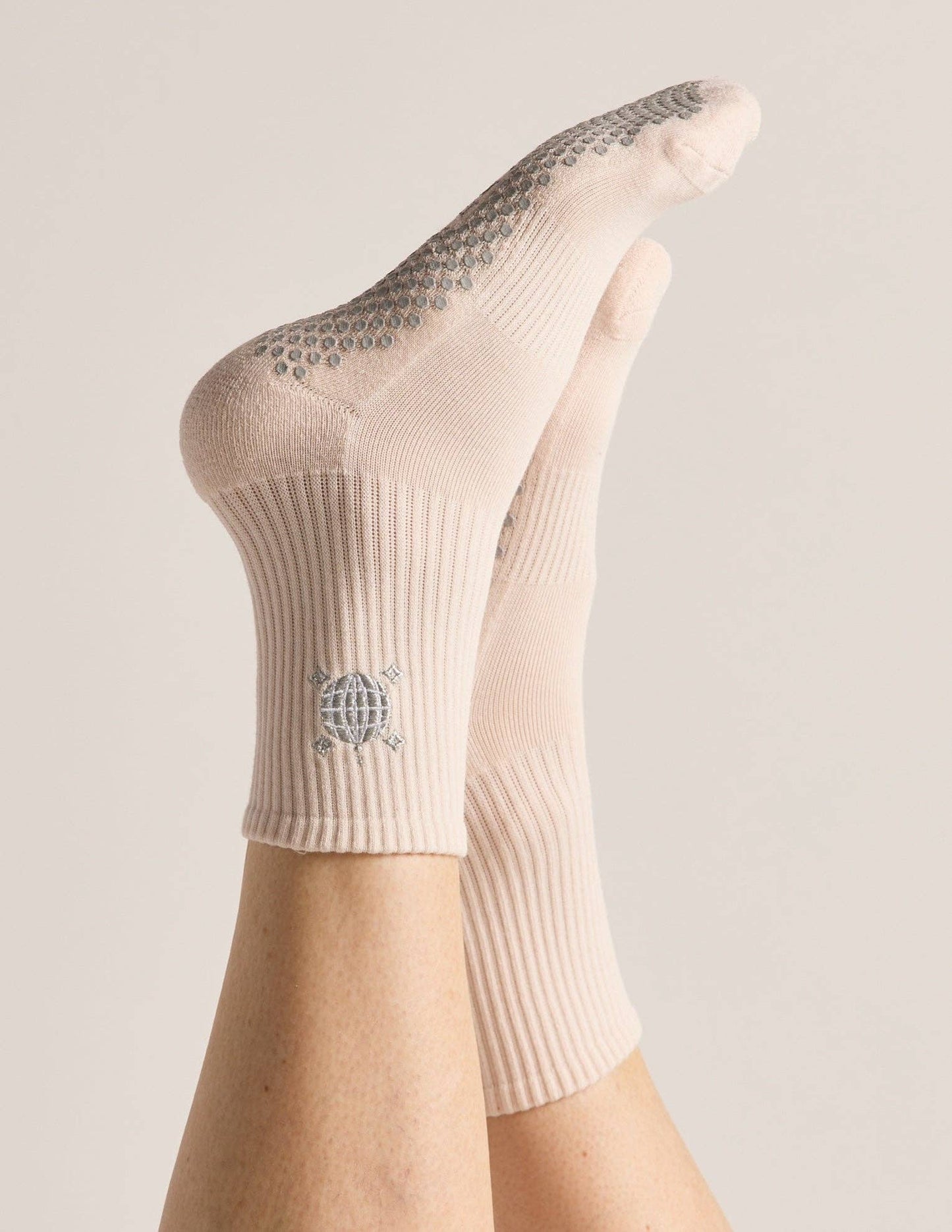 The Embroidered Crew Grip Sock: Disco