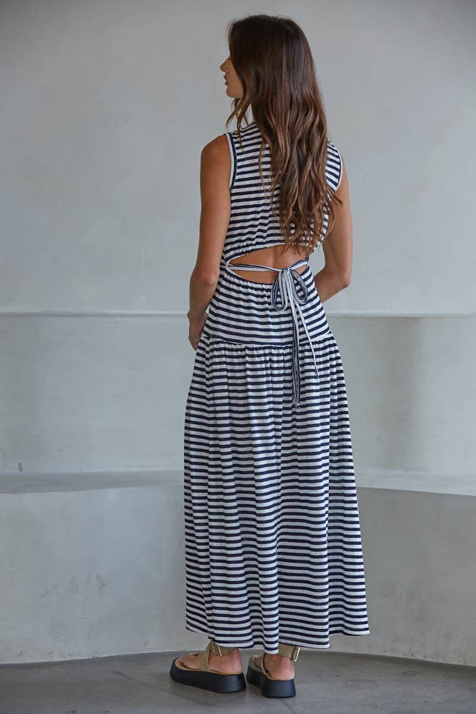 OFF THE YACHT NAVY STRIPED DRESS