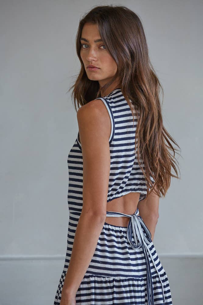 OFF THE YACHT NAVY STRIPED DRESS