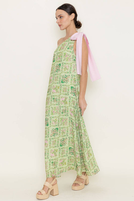 SUMMER IN ITALY SINGLE SHOULDER SLEEVELESS MAXI DRESS