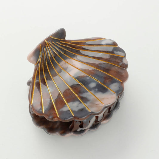 Calacatta Seashell | Hand Painted Seashell Claw Clip: Calacatta Grey