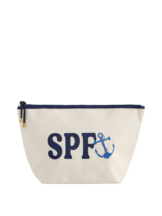 "SPF" LARGE ZIP POUCH,IVORY