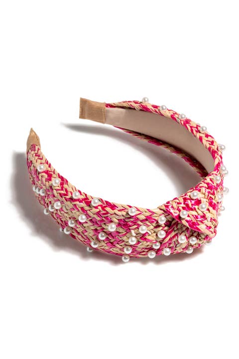 PEARL EMBELLISHED KNOTTED HEADBAND: Turquoise