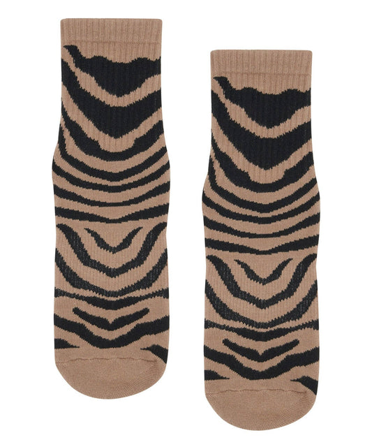 Crew Non Slip Grip Socks - Midnight Zebra: Small