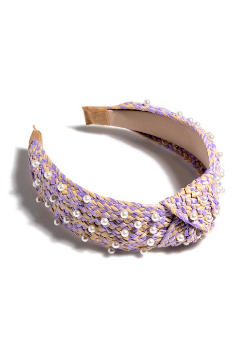 PEARL EMBELLISHED KNOTTED HEADBAND: Turquoise