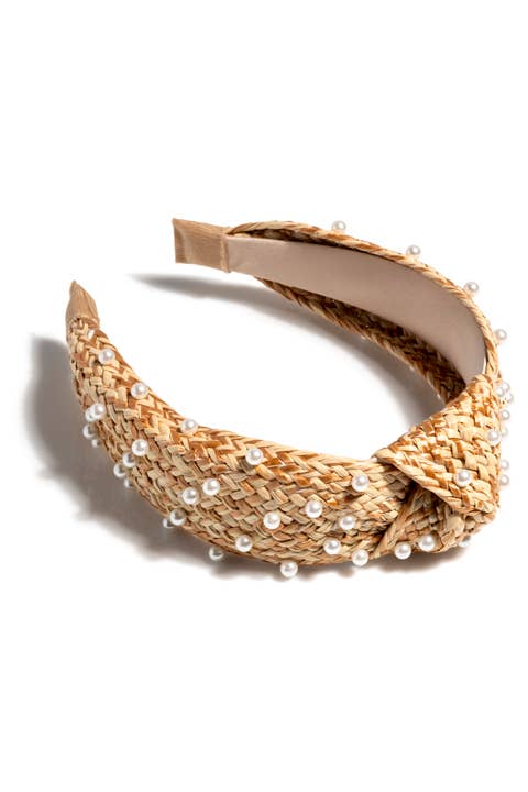 PEARL EMBELLISHED KNOTTED HEADBAND: Turquoise