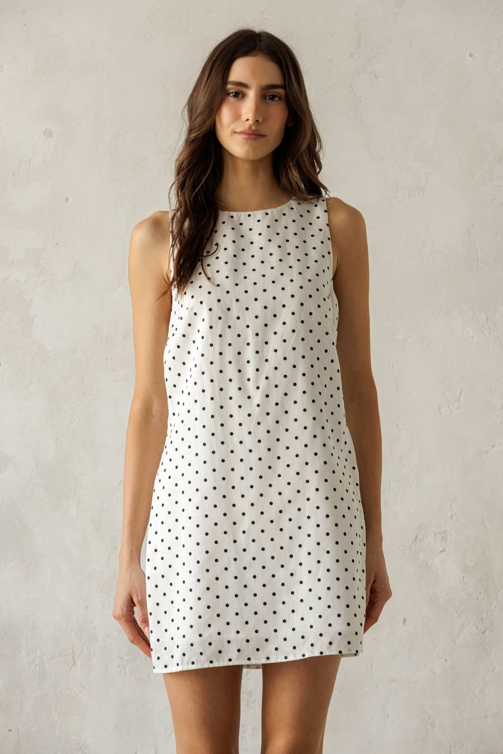 JENNIE POLKA DOT MINI DRESS: WHITE/BLACK