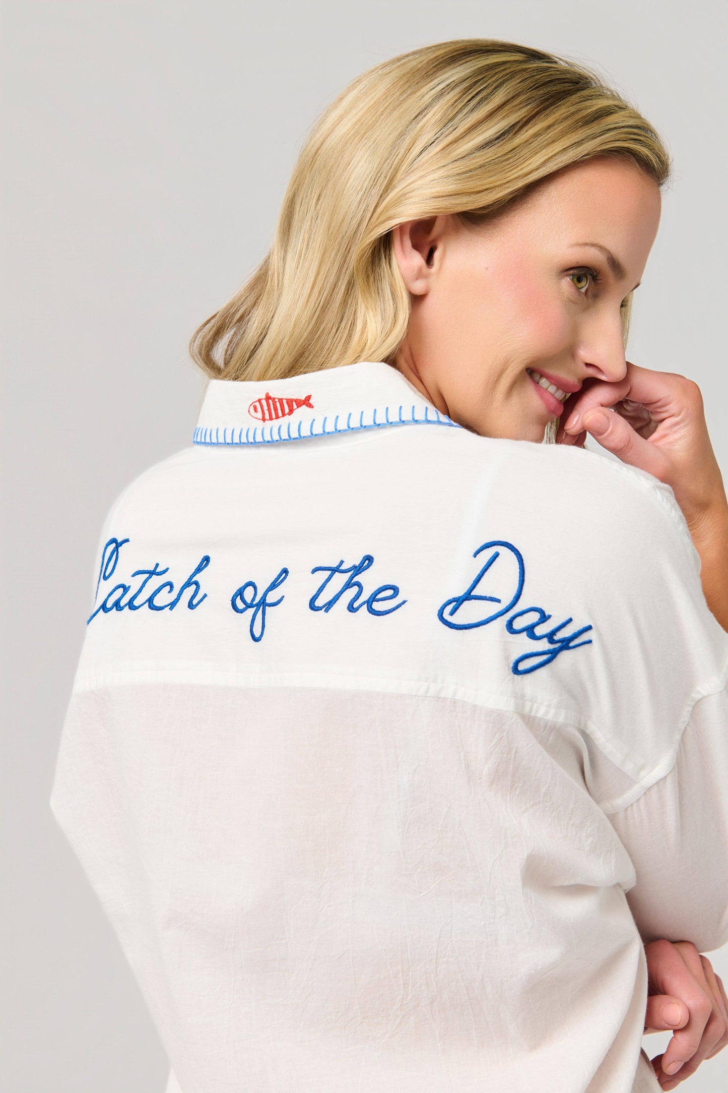 "SNAP & SIP/CATCH OF THE DAY" COVER-UP SHIRT