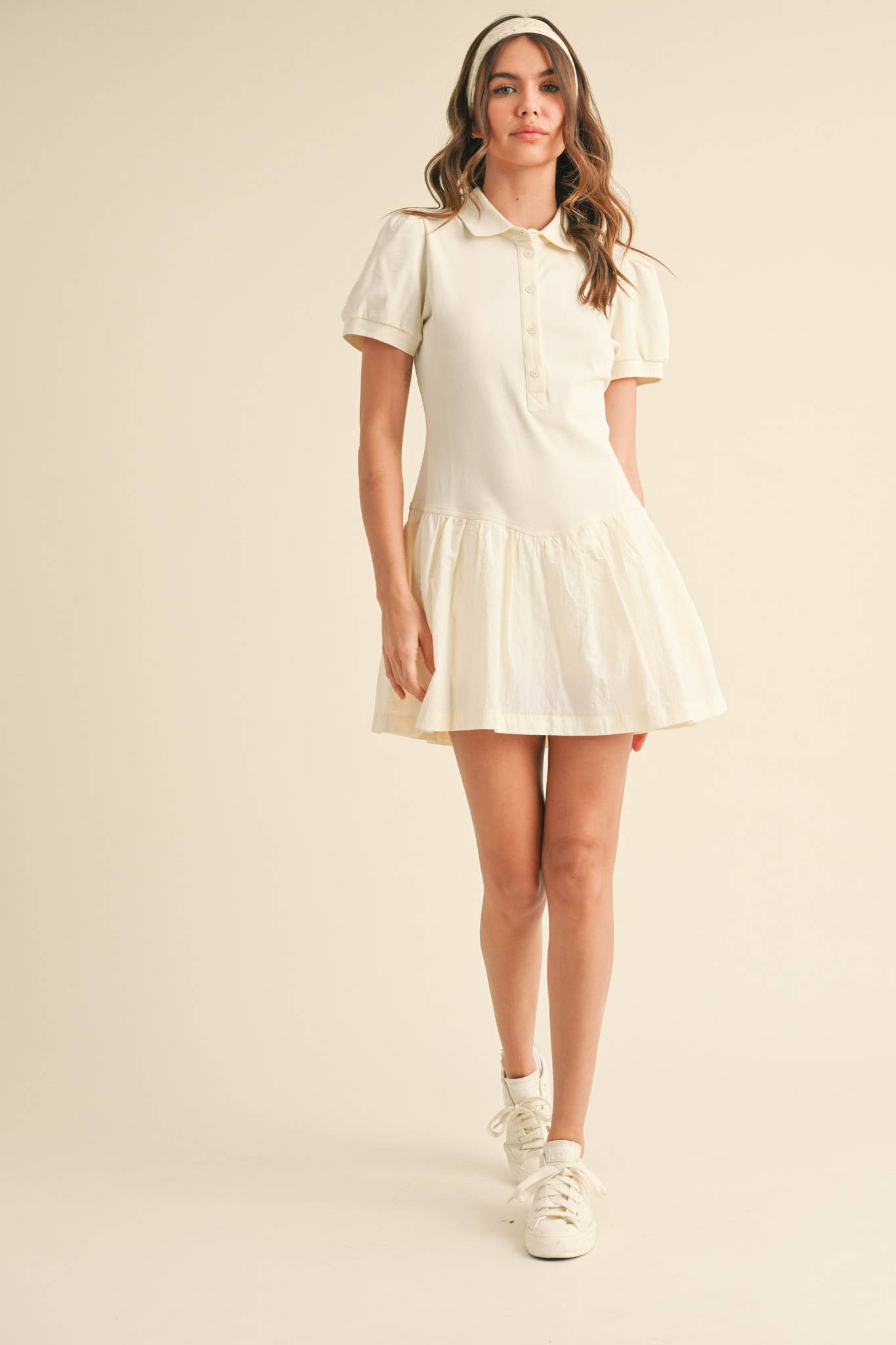 BUTTER YELLOW POLO DROP WAIST MINI DRESS