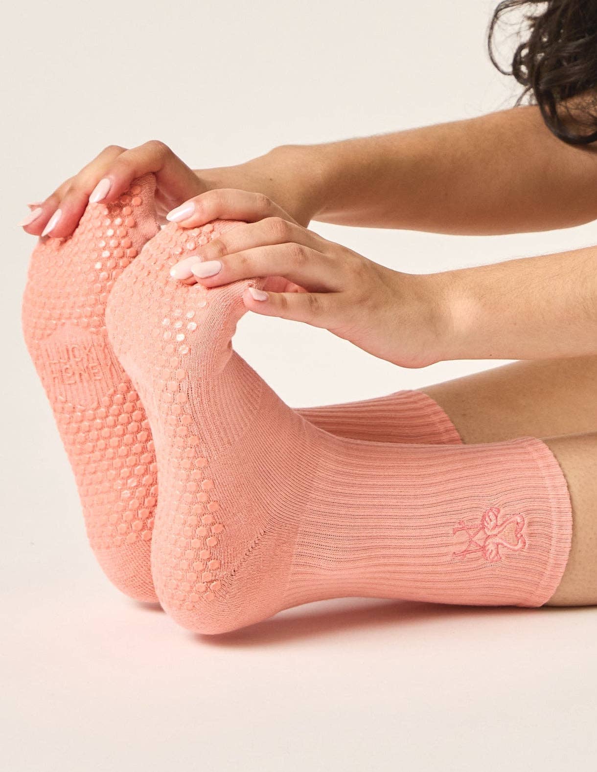 The Embroidered Crew Grip Sock: Disco