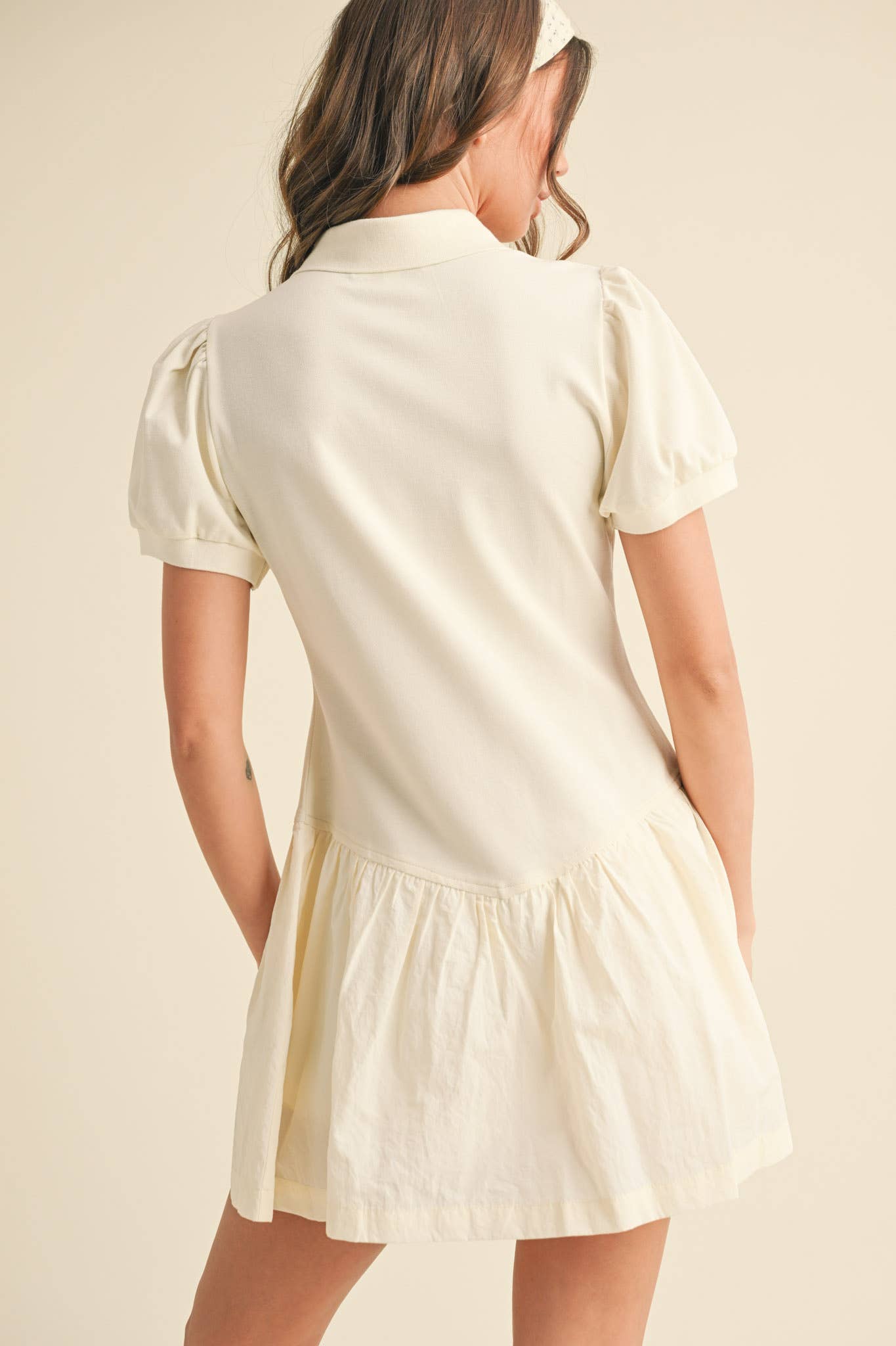 BUTTER YELLOW POLO DROP WAIST MINI DRESS