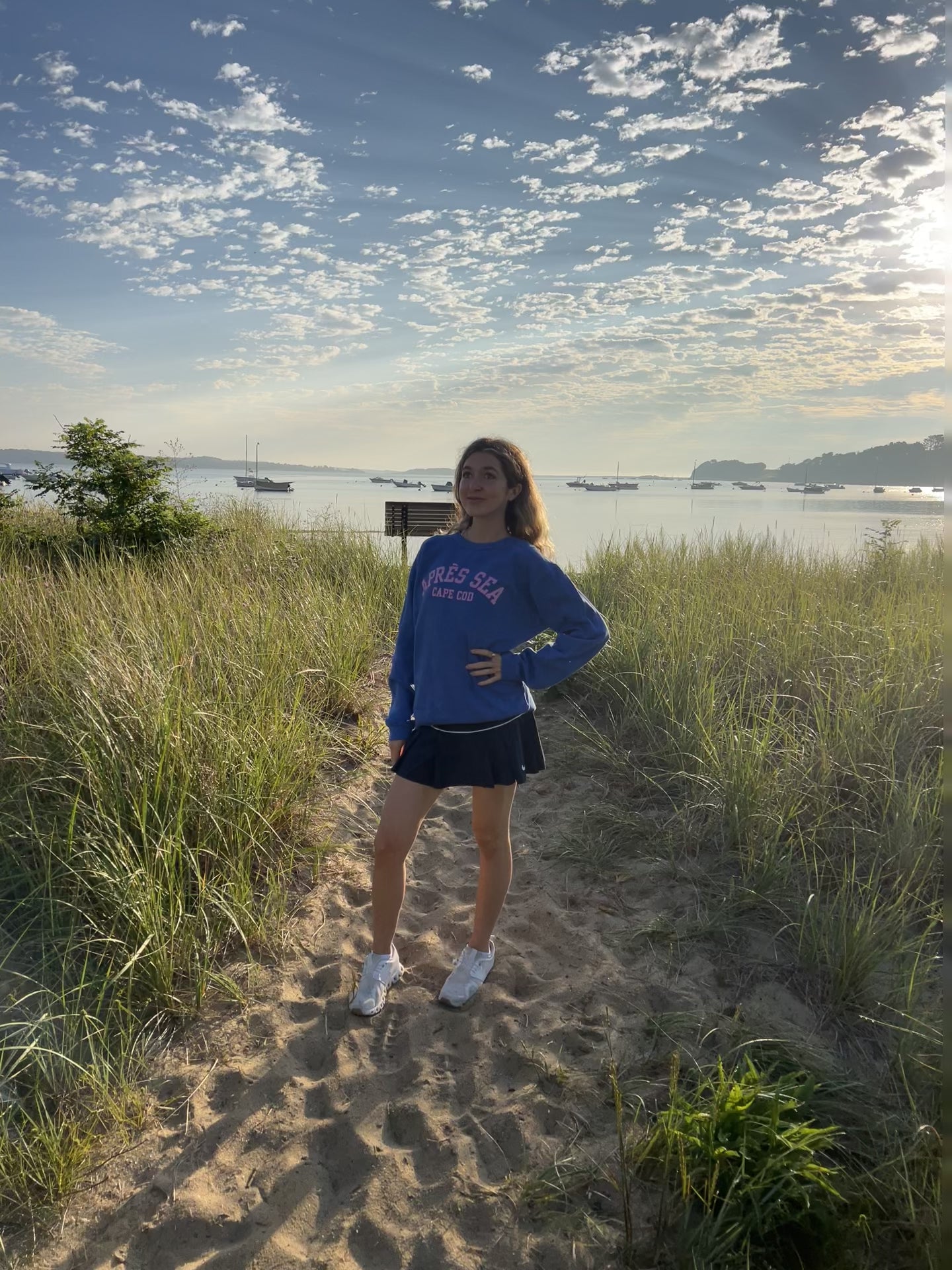 APRÈS SEA CAPE COD ™️ CREW - BLUE/PINK – Après Sea Living