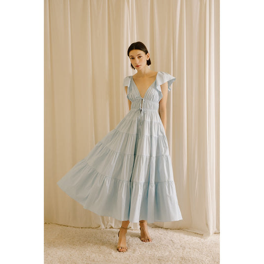BLUE SKY RUFFLED MAXI DRESS